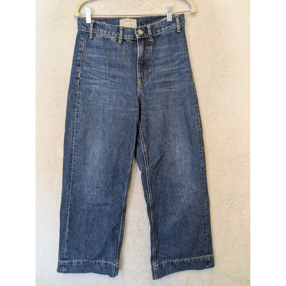 Everlane Wide Leg Crop Jeans Women's 27 Blue High Rise Edition‎ 02 Ankle Denim